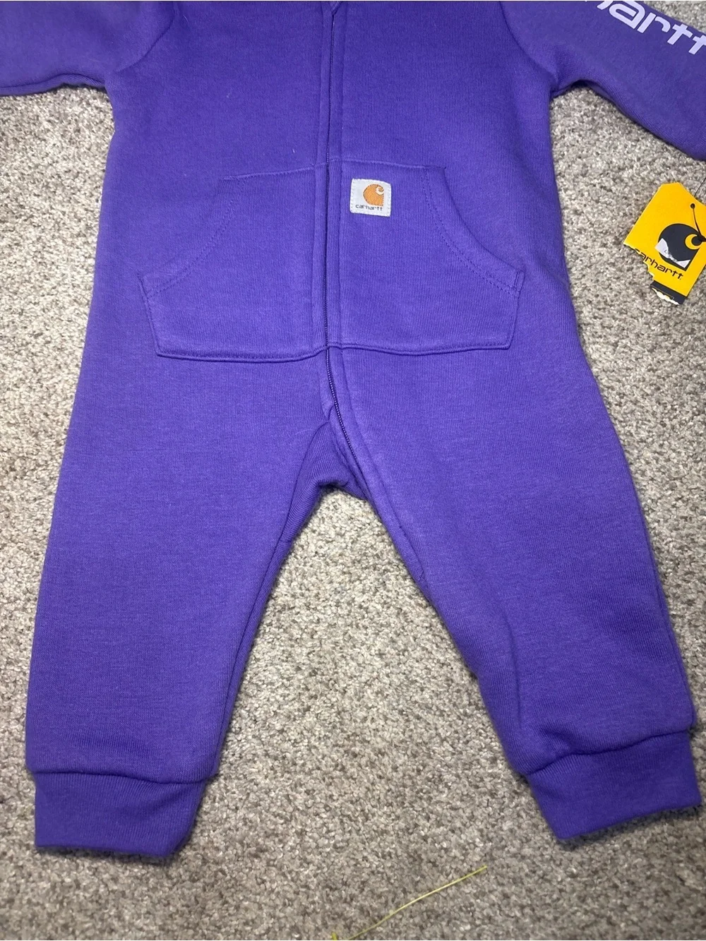 NEW! Carhartt Purple Hooded Fleece Zip-Up One-Piece Footie 3 months baby newborn